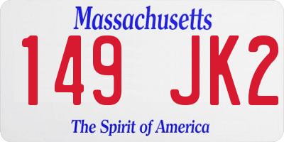 MA license plate 149JK2