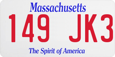 MA license plate 149JK3