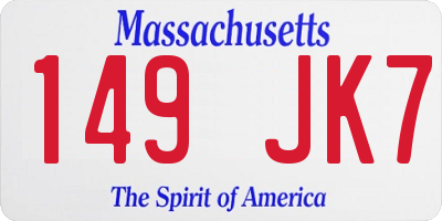 MA license plate 149JK7
