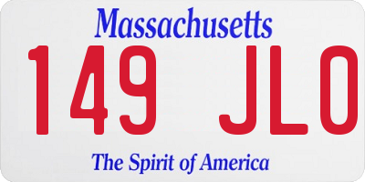 MA license plate 149JL0
