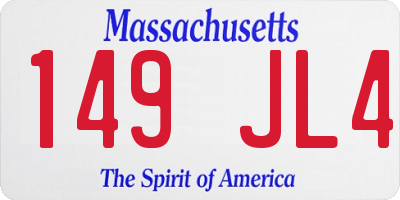 MA license plate 149JL4