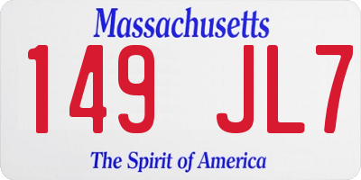 MA license plate 149JL7