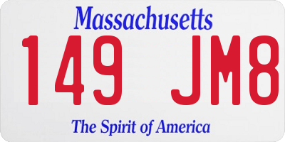 MA license plate 149JM8
