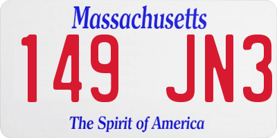 MA license plate 149JN3