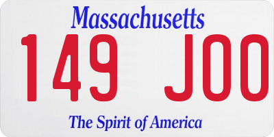 MA license plate 149JO0
