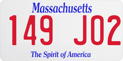 MA license plate 149JO2