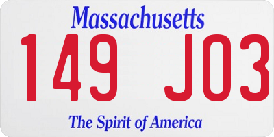 MA license plate 149JO3