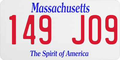 MA license plate 149JO9