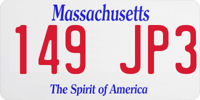 MA license plate 149JP3