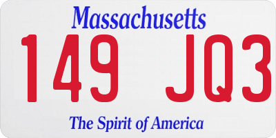 MA license plate 149JQ3