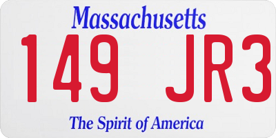MA license plate 149JR3