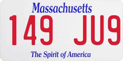 MA license plate 149JU9