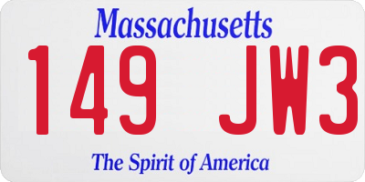 MA license plate 149JW3