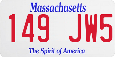 MA license plate 149JW5