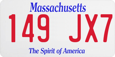 MA license plate 149JX7