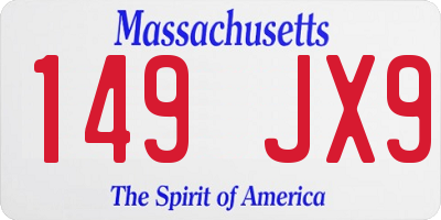 MA license plate 149JX9