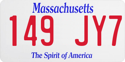 MA license plate 149JY7