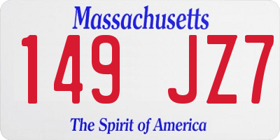 MA license plate 149JZ7