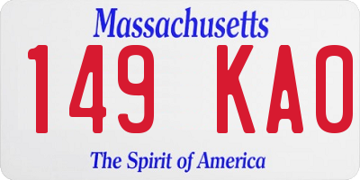 MA license plate 149KA0