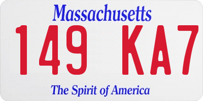 MA license plate 149KA7