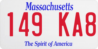 MA license plate 149KA8
