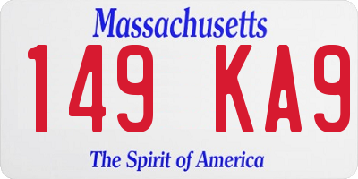 MA license plate 149KA9
