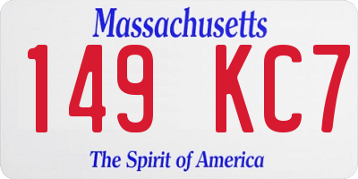 MA license plate 149KC7