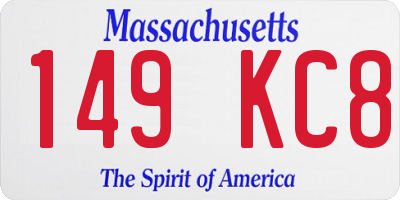 MA license plate 149KC8