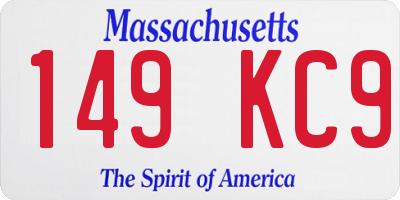 MA license plate 149KC9