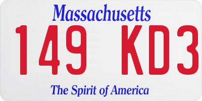 MA license plate 149KD3