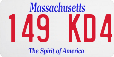 MA license plate 149KD4