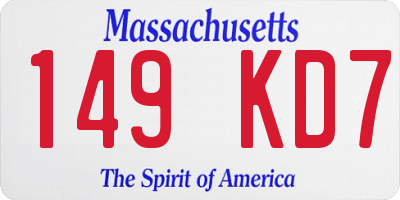 MA license plate 149KD7