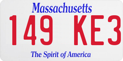 MA license plate 149KE3