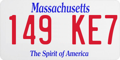 MA license plate 149KE7