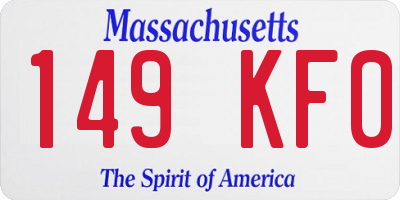MA license plate 149KF0