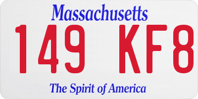 MA license plate 149KF8