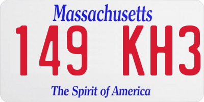 MA license plate 149KH3