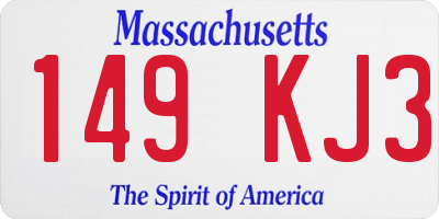 MA license plate 149KJ3