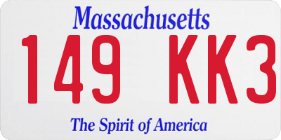 MA license plate 149KK3