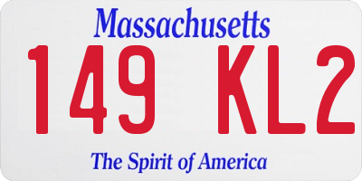 MA license plate 149KL2