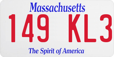 MA license plate 149KL3