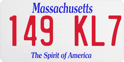 MA license plate 149KL7