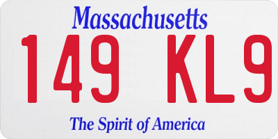 MA license plate 149KL9