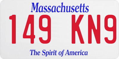 MA license plate 149KN9