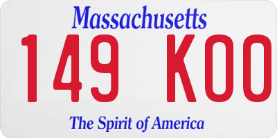 MA license plate 149KO0