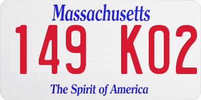 MA license plate 149KO2