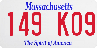 MA license plate 149KO9