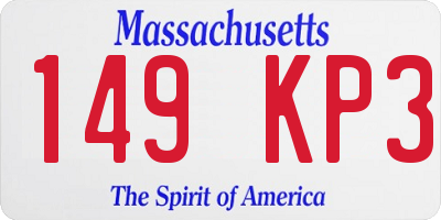 MA license plate 149KP3