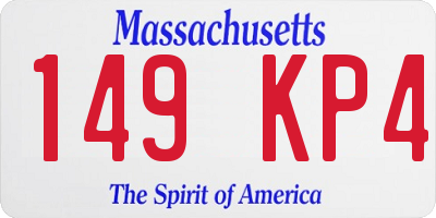 MA license plate 149KP4