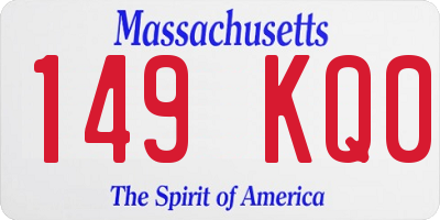 MA license plate 149KQ0